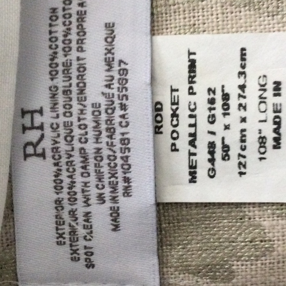 RH Metallic Print Drapery Panel - Picture 2 of 6